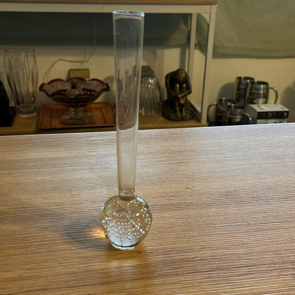 Mid Century Modern Murano Controlled Bubble Archimede Seguso Glass Bud Vase 8”